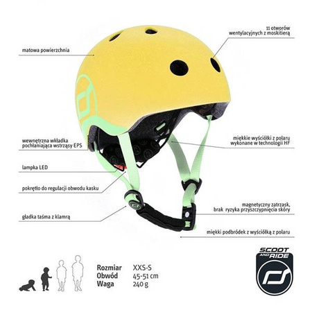 SCOOTANDRIDE Kask XXS-S dla dzieci 1-5 lat Lemon
