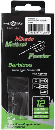 HACZYK BEZ ZADZIORU DO METODY 10 cm Z WŁOSEM – haczyk: 14 / żyłka: 0.20 mm MIKADO HMFP02W-14