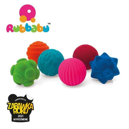 Rubbabu Zestaw 6 sensorycznych piłek z delikatną fakturą (opakowanie zbiorcze 6 szt.)