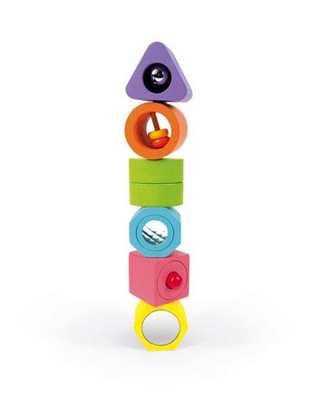 Układanka drewniana sensoryczna "Kształty i dźwięki", Janod