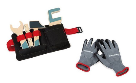 Pas z drewnianymi narzędziami i rękawicami roboczymi Brico'kids 3-6 lat, Janod