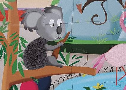 Puzzle sensoryczne 20 elementów Wycieczka do zoo, Janod