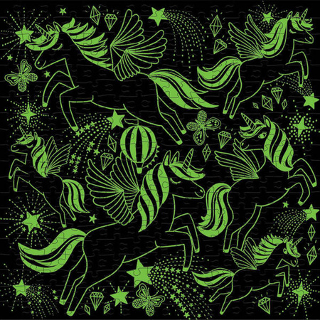 Mudpuppy Puzzle rodzinne świecące w ciemności Jednorożce 300 elementów 7+