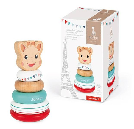 Układanka drewniana piramida wańka-wstańka Żyrafka Sophie, Janod