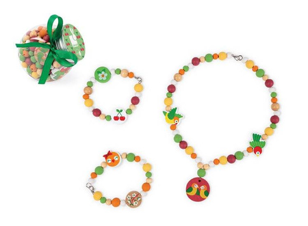 Zestaw do tworzenia biżuterii Drewniane koraliki Papużki nierozłączki, Janod