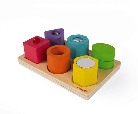 Układanka drewniana sensoryczna "Kształty i dźwięki", Janod