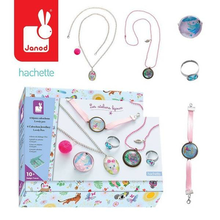 Zestaw kreatywny do tworzenia biżuterii z kaboszonami Urocze zwierzaki 10+, Janod