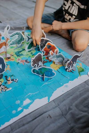 Puzzle edukacyjne z figurkami 3D Zagrożone gatunki 200 elementów 6+, Janod