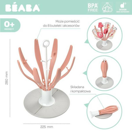 Beaba Składana suszarka do butelek i akcesoriów Kwiat pink