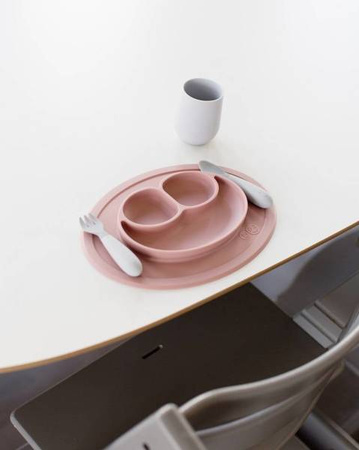 EZPZ Silikonowy talerzyk z podkładką mały 2w1 Mini Mat pastelowy róż