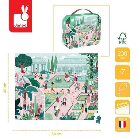 Puzzle w walizce Ogród botaniczny 200 elementów 7+ Made in France, Janod
