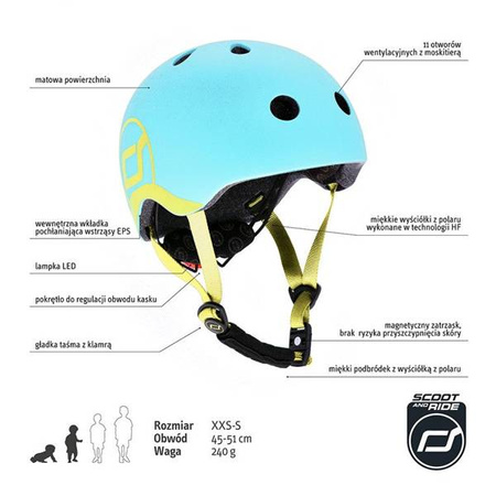 SCOOTANDRIDE Kask XXS-S dla dzieci 1-5 lat Blueberry
