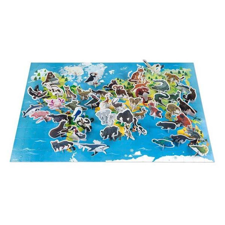 Puzzle edukacyjne z figurkami 3D Zagrożone gatunki 200 elementów 6+, Janod
