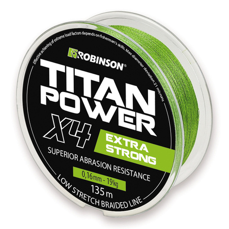 Plecionka Titan Power X4 0,18mm, 135m, zielona Robinson 56-T4-118