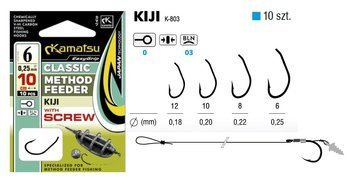 PRZYPON METHOD FEEDER CLASSIC KIJI 10BLNO/10cm/0,20mm WITH SPEAR OP.10SZT KAMATSU 504018310
