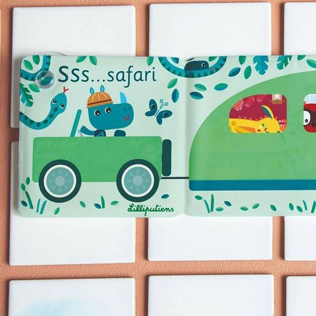 LILLIPUTIENS Magiczna rozkładana książeczka-harmonijka do kąpieli Safari Dżungla 12 m+