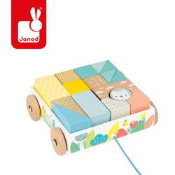 Wózek drewniany z klockami do ciągnięcia Pure, Janod
