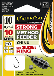 PRZYPON METHOD FEEDER CHINU 10BLNO/10cm/0,22mm Z PIERŚCIENIEM SILIKONOWYM OP.10SZT KAMATSU 503013310