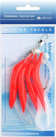ZESTAW MORSKI - HAIR TUBE RIG - hak 3/0 (RED/WHITE) MIKADO LS-A630-3/0-01