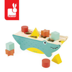 Drewniany sorter krokodyl Tropik 12m+, Janod