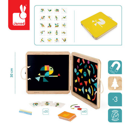 Układanka magnetyczna w drewnianej walizce Zwierzęta 3+, Janod