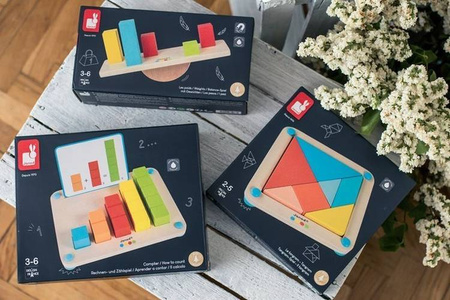 Drewniana równoważnia z 16 klockami Essentiel, Janod