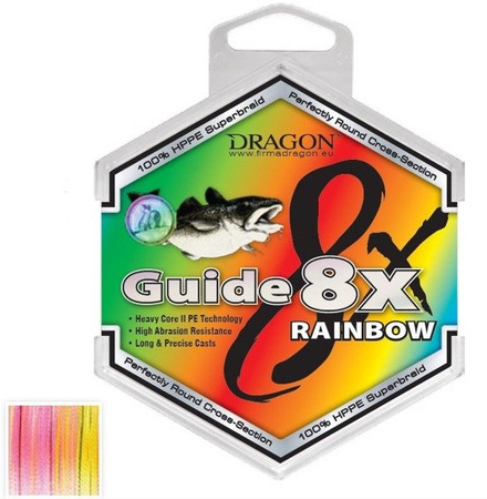 Plecionka GUIDE 8X RAINBOW 250 m 0.18 mm/15.10 kg 5-kolorowa DRAGON PDF-42-10-918
