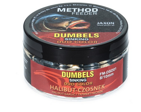 DUMBELS DUO COLOR SINKING METHOD FEEDER 8/10MM HALIBUT/CZOSNEK 50G JAXON FM-DSD01