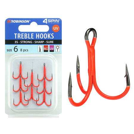 Kotwica 4SPIN Titanium 3S UV FLUO RED rozm. 6 (8 szt) Robinson 03-P-3SC-06