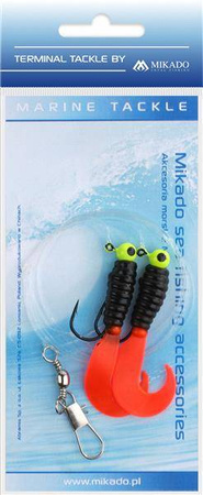 ZESTAW MORSKI - PILK TWIST JIGHEAD RIG 5.5 cm - 2x3 g (BLACK/RED) MIKADO LS-A005-2X3Y-04