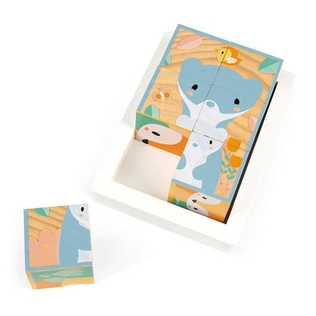 Klocki drewniane puzzle 6w1 Pure 6 elementów, Janod