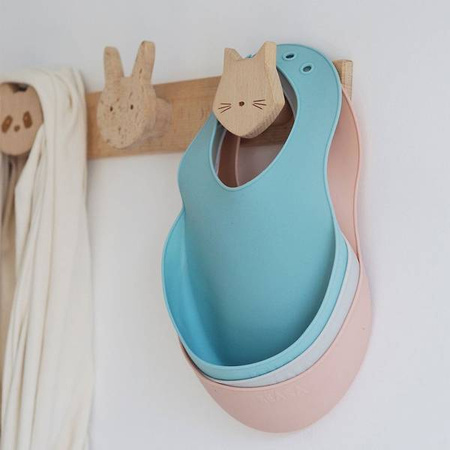 Beaba Śliniak silikonowy z kieszonką airy green