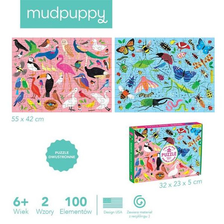 Mudpuppy Puzzle dwustronne Robaki i ptaki 100 elementów 6+