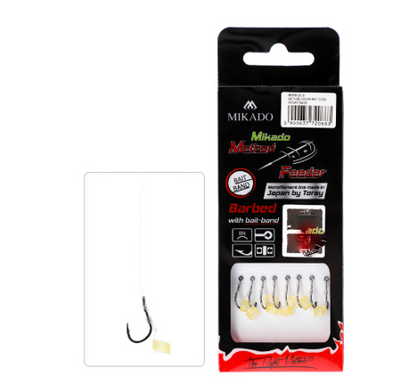 HACZYK DO METODY 10 cm Z WŁOSEM - haczyk z zadziorem: 18 / żyłka: 0.18 mm - op.8szt MIKADO HMFB11W-18