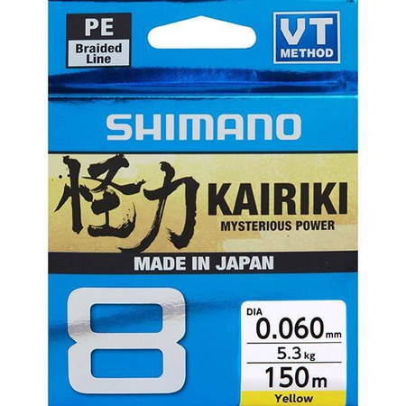 Plecionka Kairiki 8 0,190mm 150m 12,0kg Yellow Shimano (59WPLA58R34)