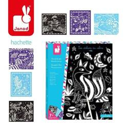 Zestaw kreatywny Do zdrapywania Karty świecące w ciemności Nocny świat 7+, Janod