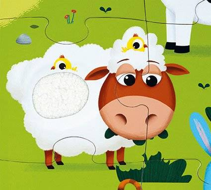 Puzzle sensoryczne 20 elementów Farma, Janod