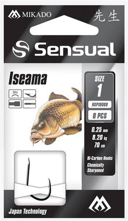 PRZYPONY WIĄZANE - SENSUAL - ISEAMA nr 8 BN / żyłka: 0.18mm/70cm - op.8szt. MIKADO HP10009-8B-018
