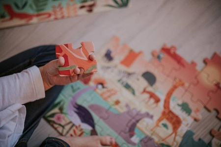 Puzzle w walizce Rezerwat zwierząt 54 elementy 5+ Made in France, Janod