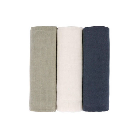 Lassig Muślinowy otulacz-kocyk 85x85cm Zestaw 3 szt. olive/milky/navy