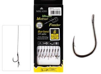 HACZYK DO METODY 10 cm Z IGŁĄ - haczyk z zadziorem: 12 / plecionka: 0.12 mm - op.8szt MIKADO HMFB212I-12