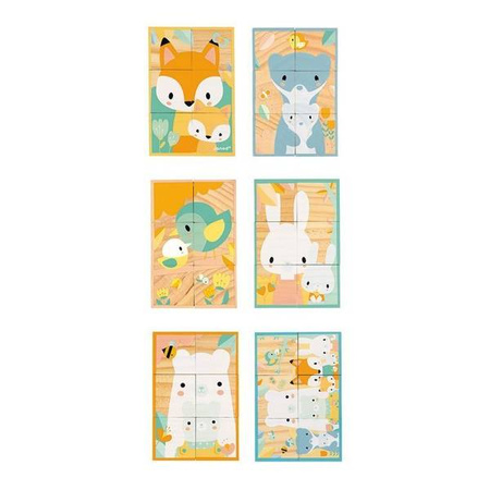 Klocki drewniane puzzle 6w1 Pure 6 elementów, Janod