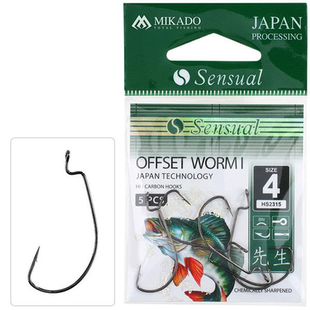 HACZYK SENSUAL - OFFSET WORM I Nr 4/0 BN - torebka 5szt. MIKADO HS2315-4/0BN