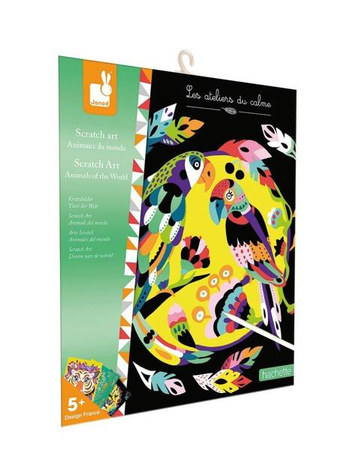 Zestaw kreatywny Do zdrapywania Zwierzęta świata 5+, Janod