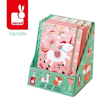 Notatnik z gumką Lisek + Jednorożec opakowanie zbiorcze 6 sztuk (3 szt. + 3 szt.), Janod