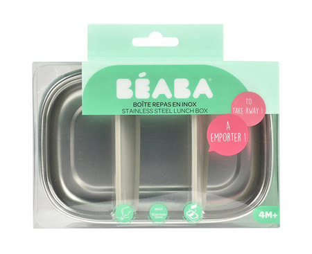 Beaba Lunchbox ze stali nierdzewnej konfigurowalny z silikonową pokrywką i osłoną Baltic Blue