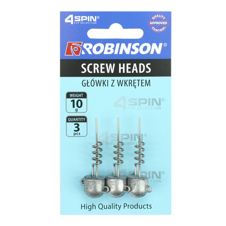 Główka z wkrętem do przynęt gumowych 10g, 3szt Robinson 84-GW-010