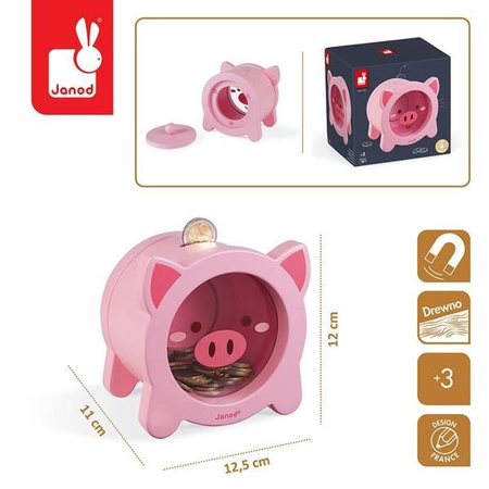 Drewniana skarbonka Świnka, Janod