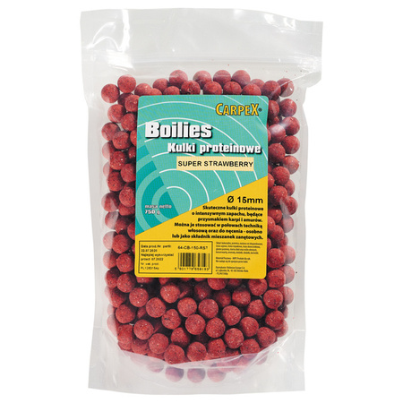 Kulki proteinowe Carpex - Dojrzała Truskawka, 15mm, 750g Carpex 64-CB-150-RST