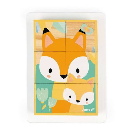 Klocki drewniane puzzle 6w1 Pure 6 elementów, Janod